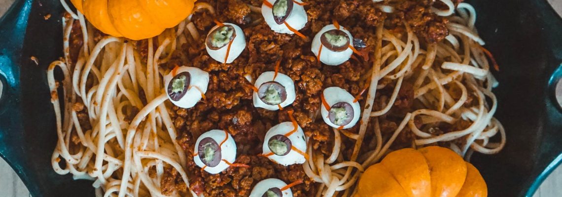 Rezeptidee zu Halloween - Vegetarische Monster-Spaghetti mit Quorn Gehacktes